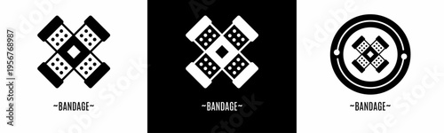 Bandage logo set. Collection of black and white logos. Stock vector.