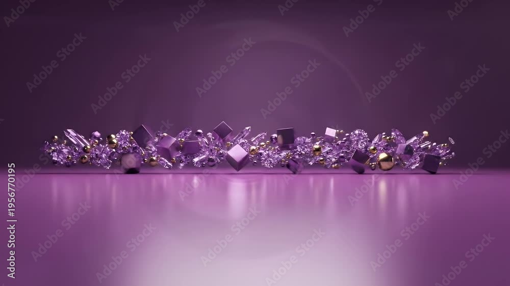 custom made wallpaper toronto digitalAbstract image features golden spheres, purple crystal shapes, a swirling vortex