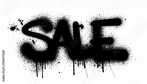 Bold graffiti sale sign with black spray paint splatters