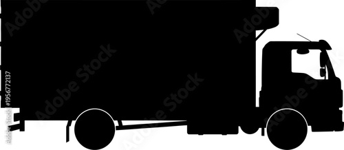 Commercial box truck silhouette for urban freight delivery