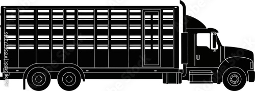 Commercial livestock transport trailer silhouette