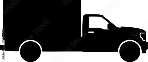 Commercial delivery box truck silhouette