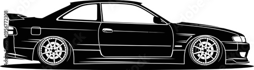 Customized drift car silhouette with low-profile stance