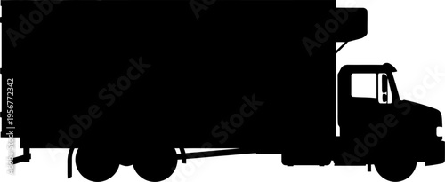 Delivery box truck silhouette side view