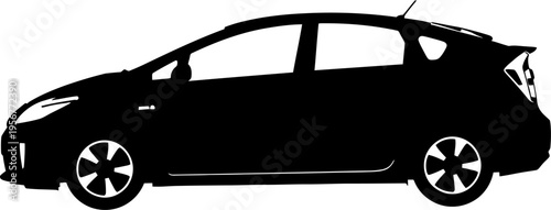 Eco friendly hybrid hatchback car modern silhouette