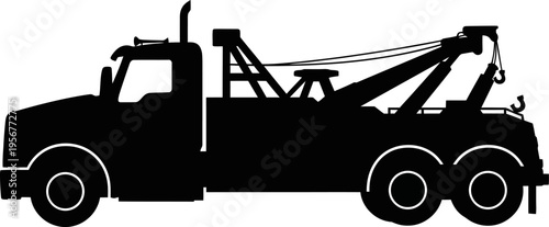 Heavy duty tow truck silhouette for vehicle recovery services