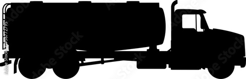 Heavy fuel tanker truck silhouette for liquid transport