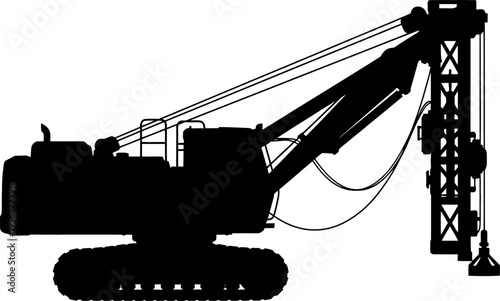 Heavy foundation drilling rig working at construction site