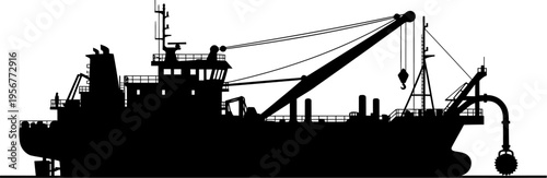 Industrial dredger ship silhouette for marine engineering projects