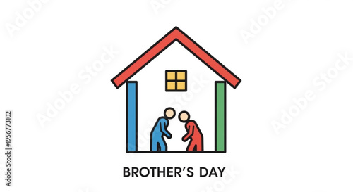 Brother's day illustration with two people in a house