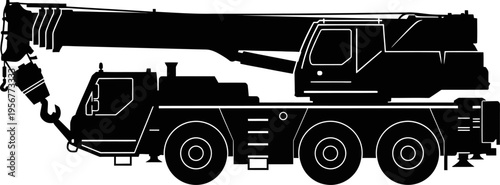Mobile telescopic crane truck silhouette for heavy lifting