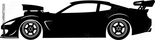 Modified performance drift car silhouette