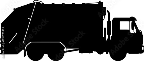 Municipal garbage truck silhouette for waste management services