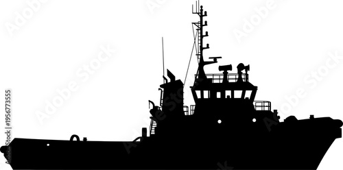 Offshore tugboat vessel silhouette