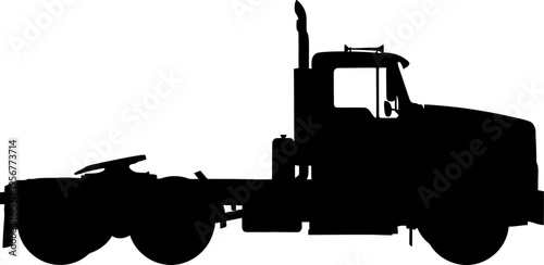 Semi-trailer tractor unit silhouette for long haul trucking