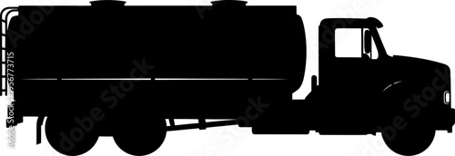 Silhouette of an industrial oil delivery tanker truck