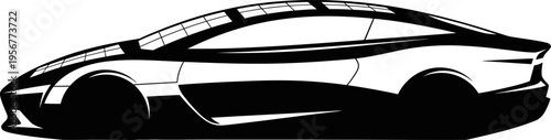 Sleek futuristic sports car outline with glass roof