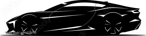 Sleek supercar silhouette side profile