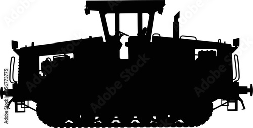 Specialized railway maintenance machine silhouette for track repair