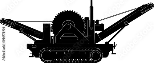 Tracked rock saw trencher silhouette