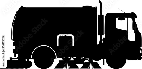 Urban street sweeper truck silhouette for municipal cleaning
