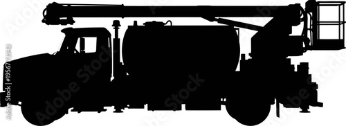 Utility bucket truck with storage tank silhouette