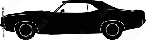 Vintage muscle car silhouette showing classic coupe lines