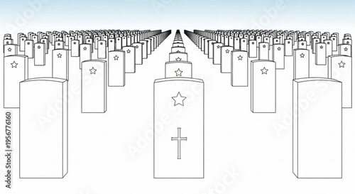Cemetery scene with jewish and christian tombstones graveyard landscape with star of david and cross symbols illustration of mourning and remembrance