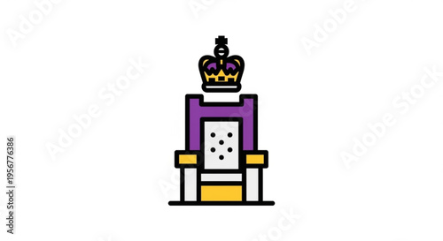 Purple throne chair with crown on top royalty symbol luxury seat decorative furniture
