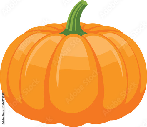 Orange Pumpkin Vector Illustration Isolated on White Background for Autumn Harvest, Halloween Decoration, Seasonal Food, and Farm Design Projects