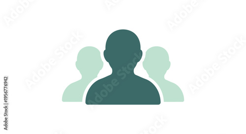 Modern vector graphic illustration featuring three stylized human silhouettes representing a diverse team or user group.