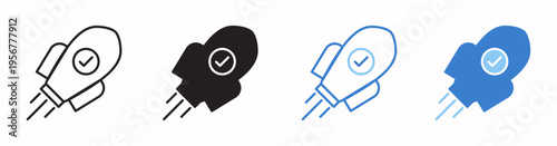 Rocket  Vector Illustration In Multistyle