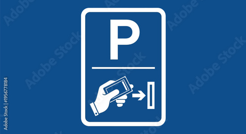 Vector graphic illustration indicating required payment card insertion for automated parking area access control system