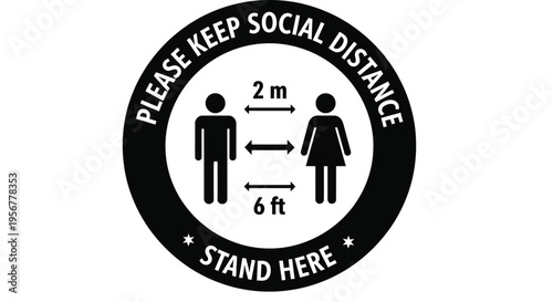 Bright yellow vector illustration advising people to maintain proper social distance for health safety during a pandemic.