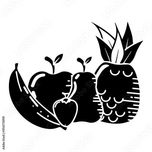 Assorted Fruits Silhouette