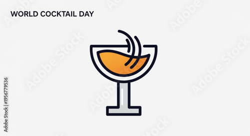 World cocktail day icon with orange drink in a glass