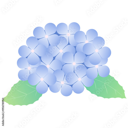 梅雨を彩るあじさいの花と葉のシンプル装飾ベクター素材｜紫陽花 植物 フラワー 背景