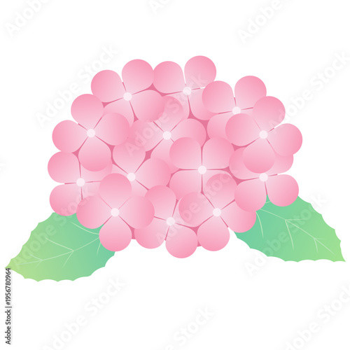 梅雨を彩るあじさいの花と葉のシンプル装飾ベクター素材｜紫陽花 植物 フラワー 背景