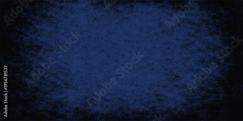 Blue grunge textured background with vintage film style and empty copy space for design