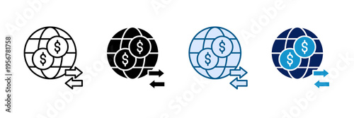 Global Trade Icon Set Multiple Style Collection