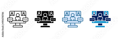 Video Meeting Icon Set Multiple Style Collection