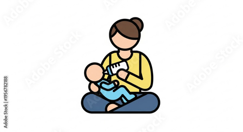 Mother breastfeeding baby sitting comfortably indoors