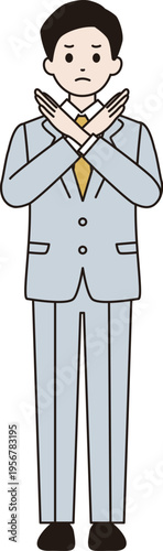 シンプルな線画のビジネスマン　イラスト（NGポーズ）　ベクター