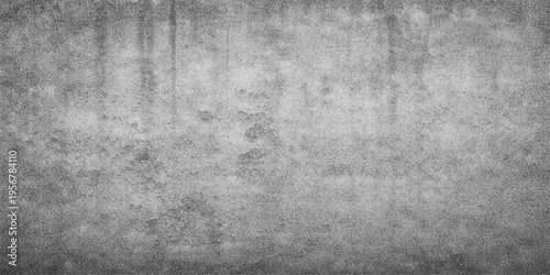 A dark and aged grunge metal texture overlays a rough grey concrete wall surface to create a dirty vintage stone backdrop with an old industrial paint pattern