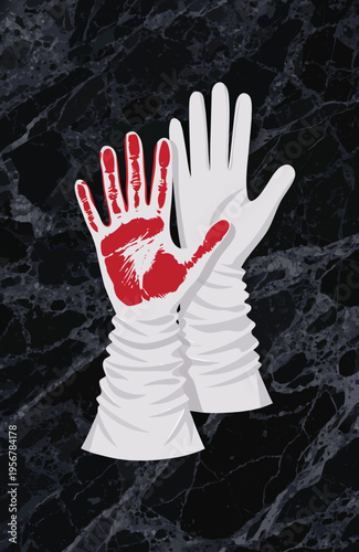Bloody handprint on white glove
