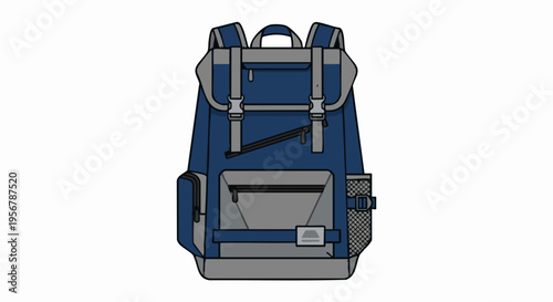 Urban Commuter Backpack Flat Illustration