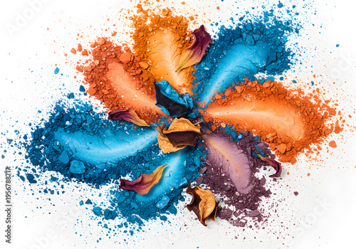 Colorful crushed makeup pigment pattern