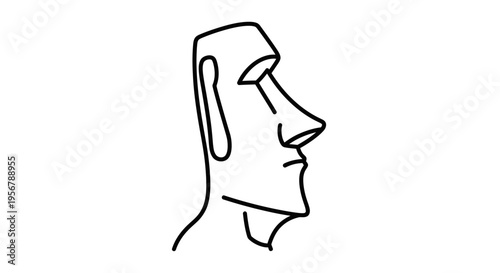 Moai Statue Head Side Profile View.