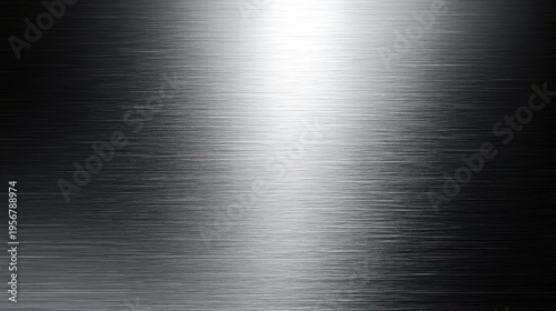 Brushed stainless steel surface with horizontal grain and central light reflection, sleek cool minimalist industrial texture