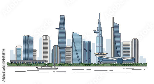 Modern City Skyline with Tall Buildings 1.